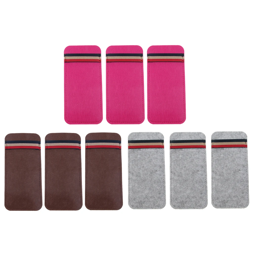 

3 Pieces Soft Felt Glasses Pouch Case Eyeglass Sunglass Storage Bag Holder - Black/Brown/Rose Red/Gray - 17.8 X 8.8 X 0.5cm