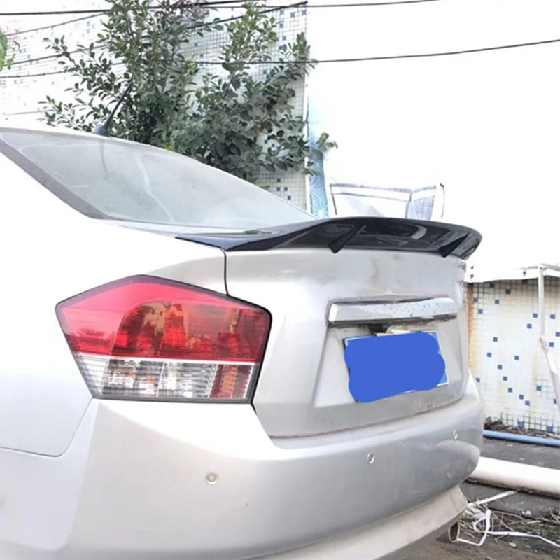 Используется для Honda City спойлер 2008 2011 лет реальный глянцевый углеродное волокно