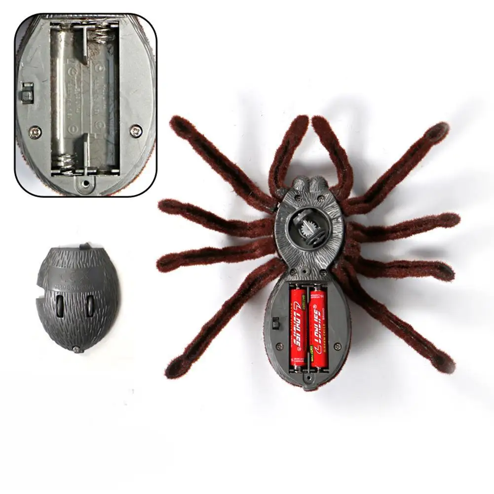 

Remote Control Spider Scary Toys Simulation Soft Plush Spider Eyes Shine Tricky Prank Toy Halloween Gift Realistic Novelty Toys