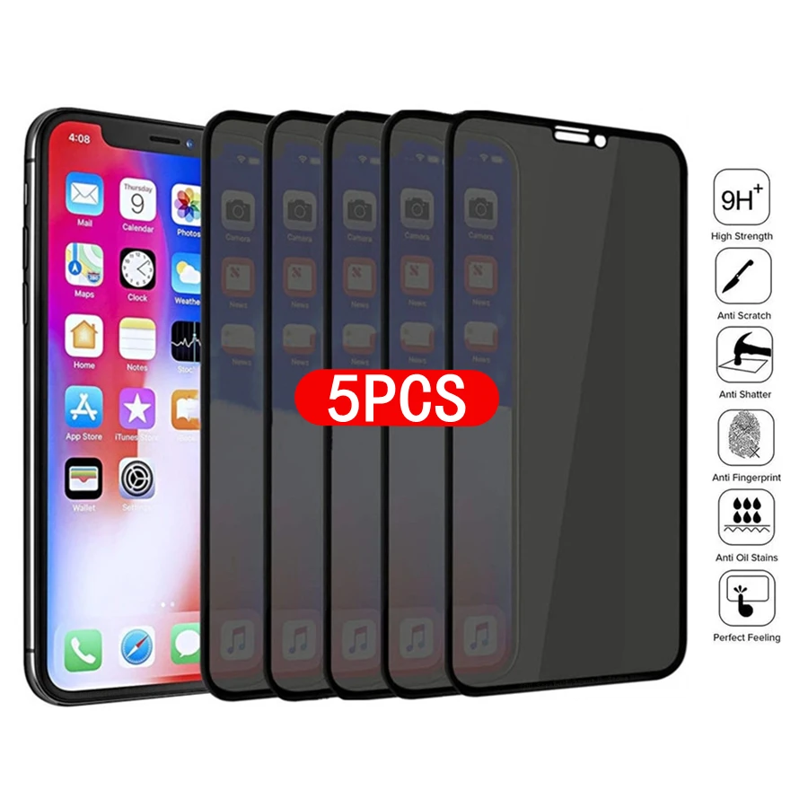 

1-5Pcs Privacy Screen Protectors for IPhone 12 Pro Max Mini 6s 7 8 Plus Anti-spy Protective Glass for IPhone 11 PRO XS MAX XR X