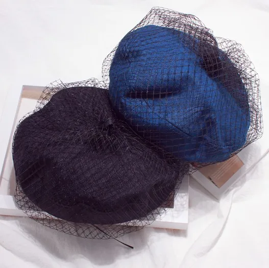 

Women's Autumn And Winter Retro Denim Blue Versatile Black Simple Lace Mesh Sweet Net Red D Caps