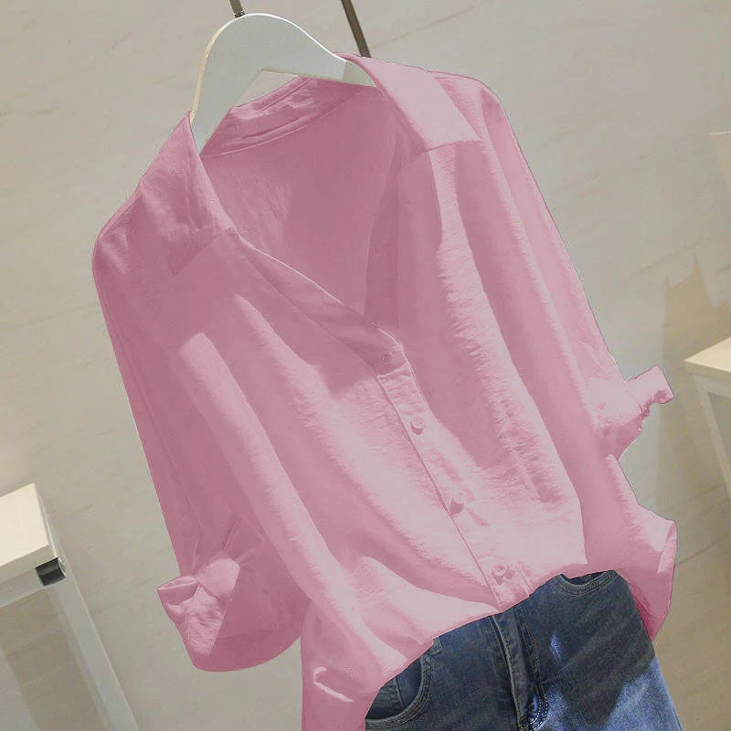 Рубашка женская с длинным рукавом Повседневная Свободная блузка в полоску