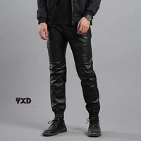 new mens hip hop leather pants male pilot motorcycle riding trousers man cargo harem pants mens fashion casual streetwear pants
