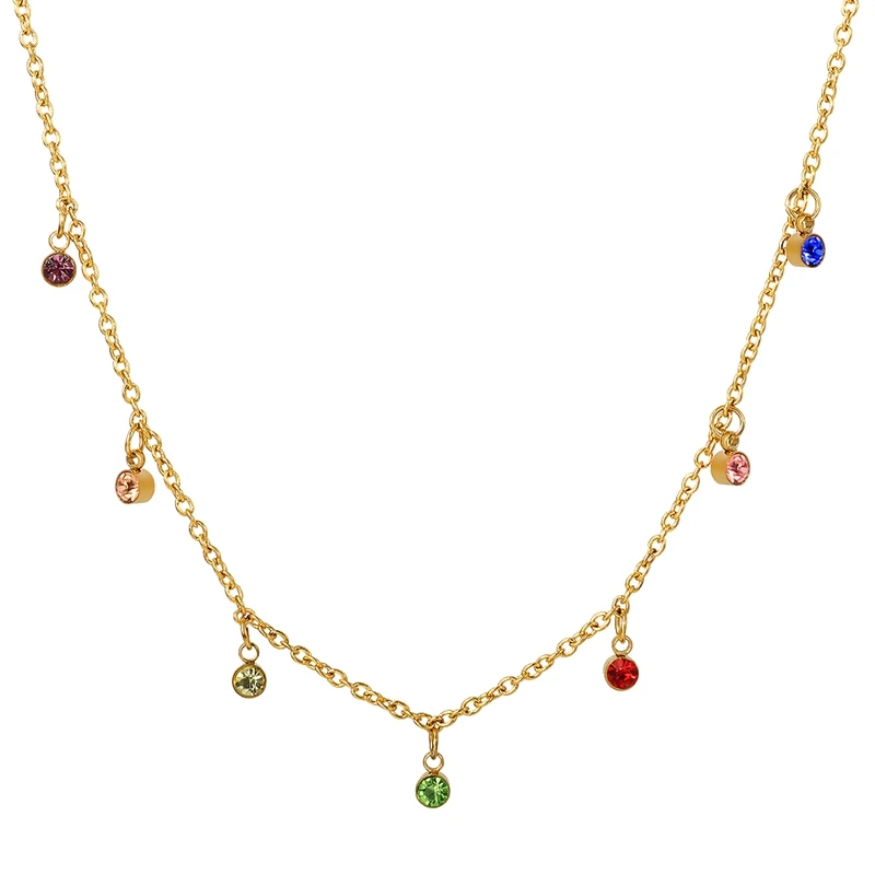 

Colorful Crystal Choker Pendant Necklace For Women Bijoux Collares Jewelry Bohemia Tassel Female Party Girl Street Wear Necklace