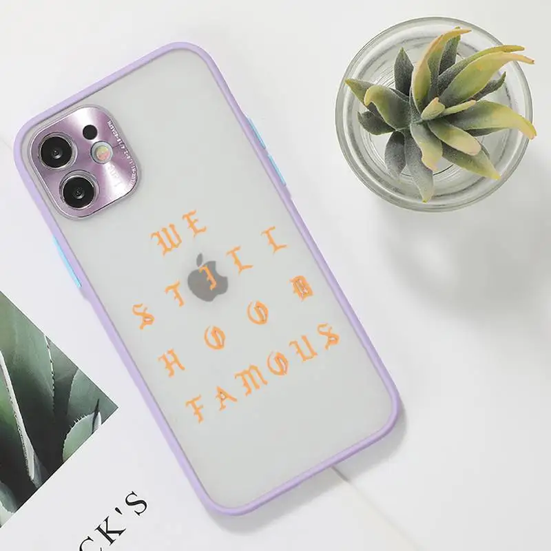 

Kanye PABLO Color text pattern Phone Case For iPhone 12 11 Mini Pro XR XS Max 7 8 Plus X Matte transparent Purple Back Cover