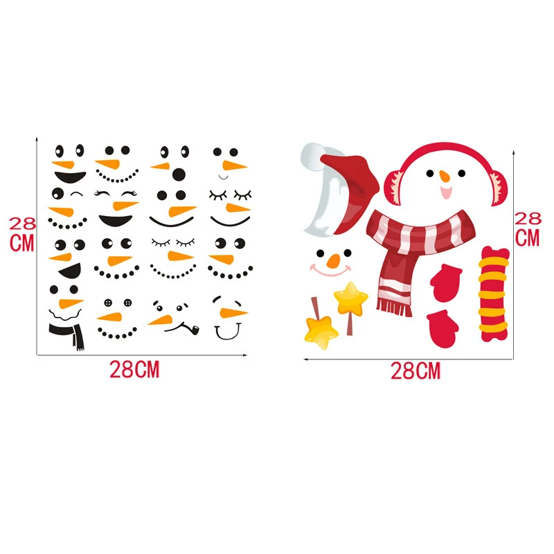 Рождественские наклейки на стену самоклеящиеся креативные снеговики окна ПВХ