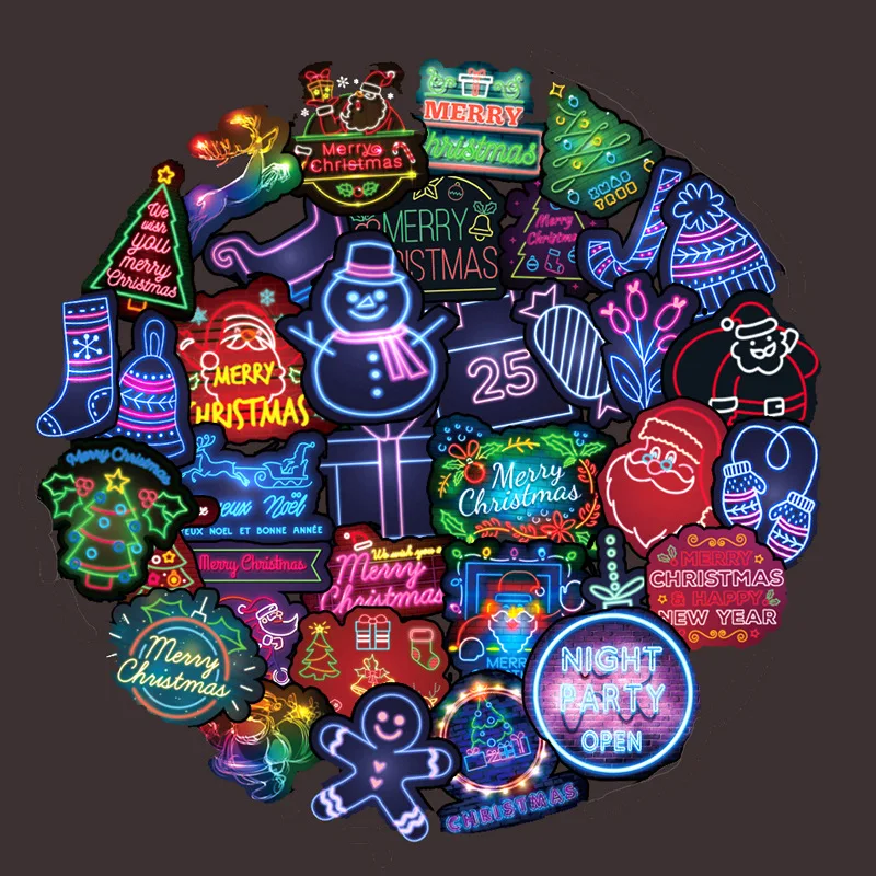 10 Вт 30 50 шт./упак. рождественские неоновые серии наклейки Санта Клаус Doodle стикер
