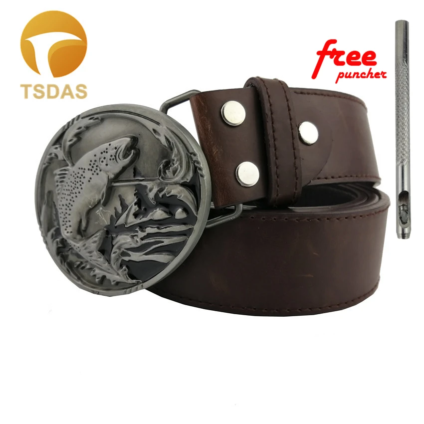 Новый западный Для мужчин пряжки ремня рыбы джинсовое Ковбойское Платье