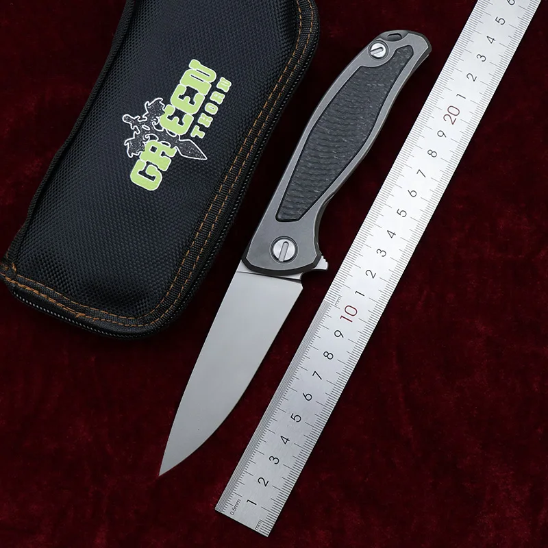 

Складной нож Green Thorn F95 Flipper, карманный клинок K110, лезвие TC4 из титана и CF, для повседневного использования, кемпинга, охоты