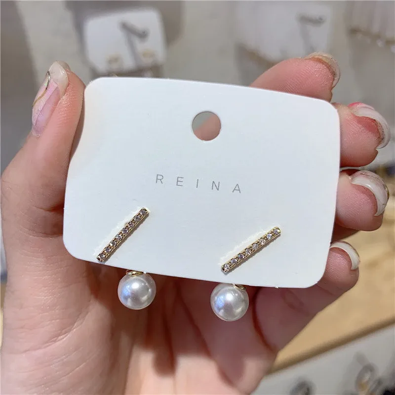 Новые корейские хрустальные металлические жемчужные серьги-гвоздики для женщин