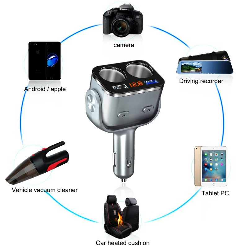 Новинка 2020 автомобильный прикуриватель QC 3 0 + 2.4A двойной USB разветвитель розетка