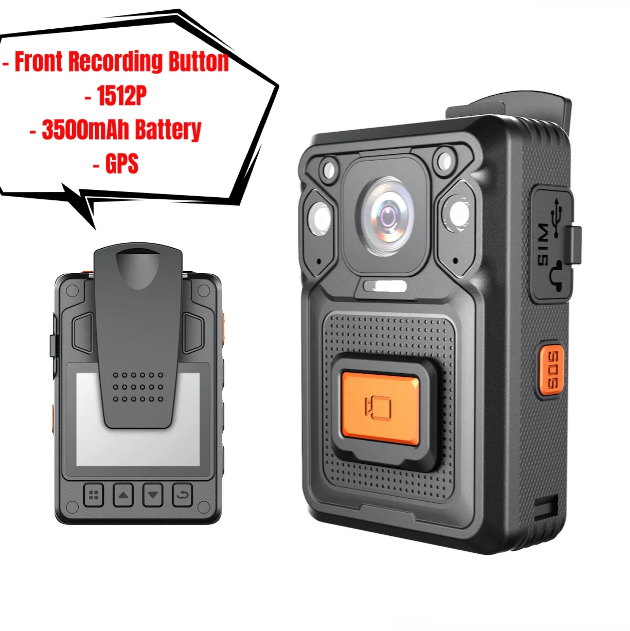 

SHARPWITNESS 1512P Police Body Camera with Audio, 2 Inch Display,Portable Waterproof Video Law Enforcement Recorder Personal Use
