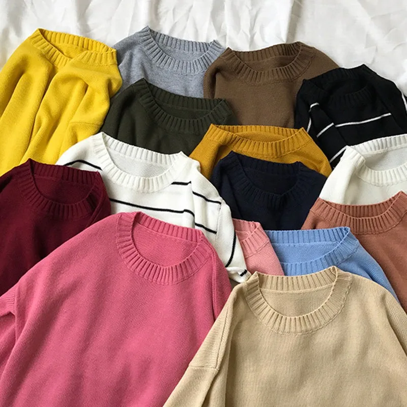 

Loose Knitted Sweaters Women Long Sleeve Cozy Pullover Tops Female Soft Mujer Sueteres Casual Sweater Pulls Femme Automne Hiver