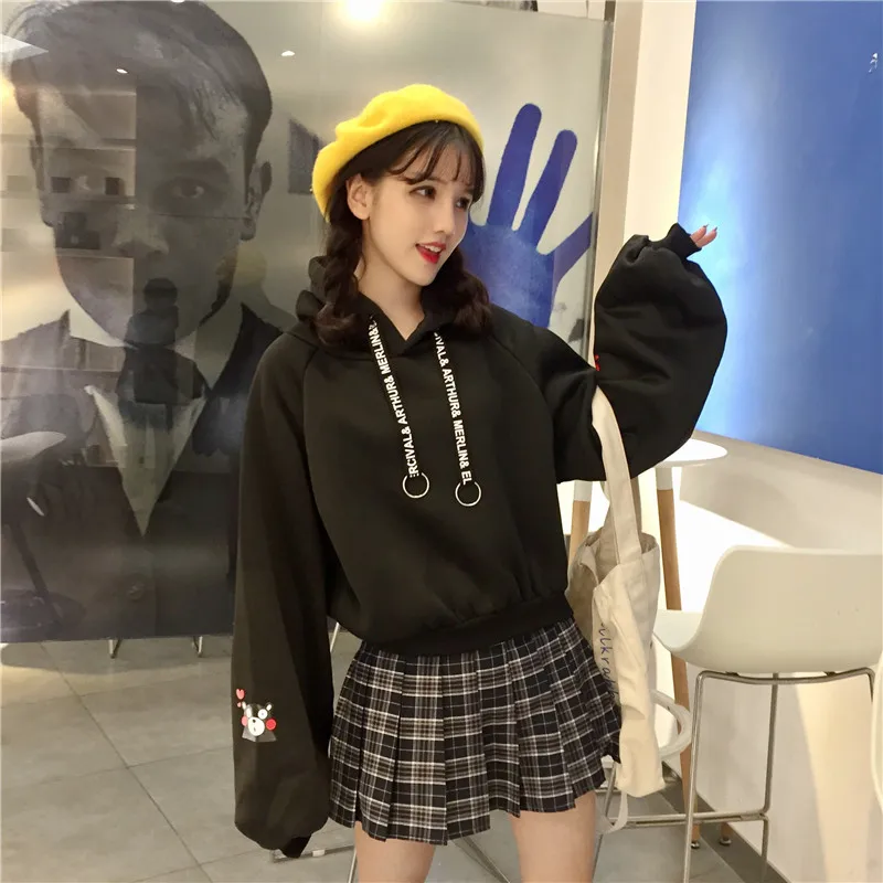 Толстовки для девочек с принтом медведя Harajuku, модные осенне-зимние женские толстовки, милые свободные бархатные свитшоты, пуловеры с длинными рукавами
