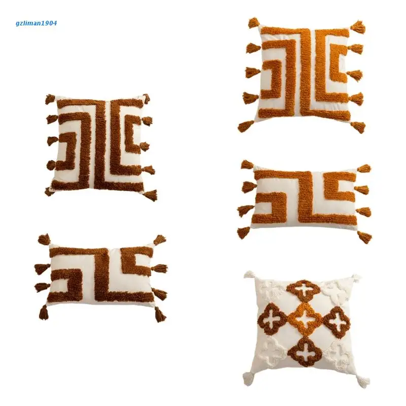 

P15D Fashionable Morocco Throw Pillowcase with Tassel Handmade Invisible Zipper Sofa