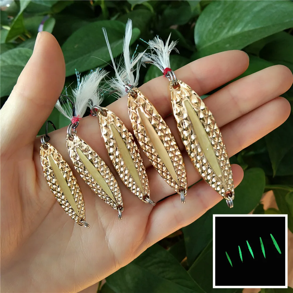 

Swolfy 10pcs Metal Spinner Spoon Fishing Lures 3.5g 5g 7g 10g 15g luminous Artificial Bait Trout Pike Bass Tackle