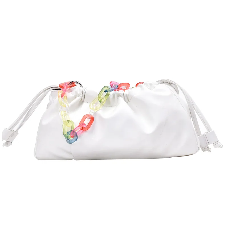 

Chain Large Color Tote bag 2021 Fashion New High-quality Soft PU Leather Women's Designer Handbag Pleated Shoulder Messenger Bag