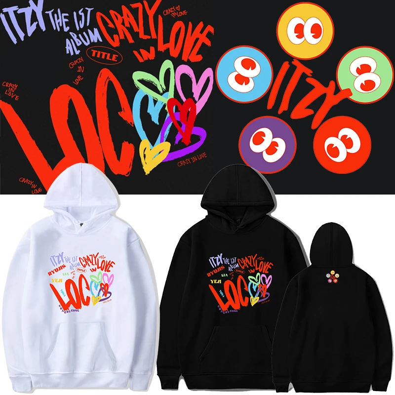 

KPOP ITZY The 1st Album CRAZY IN LOVE Cotton Print Loose Round Neck Hoodie Fans Support Clothes Men's And Women's Sweater N7