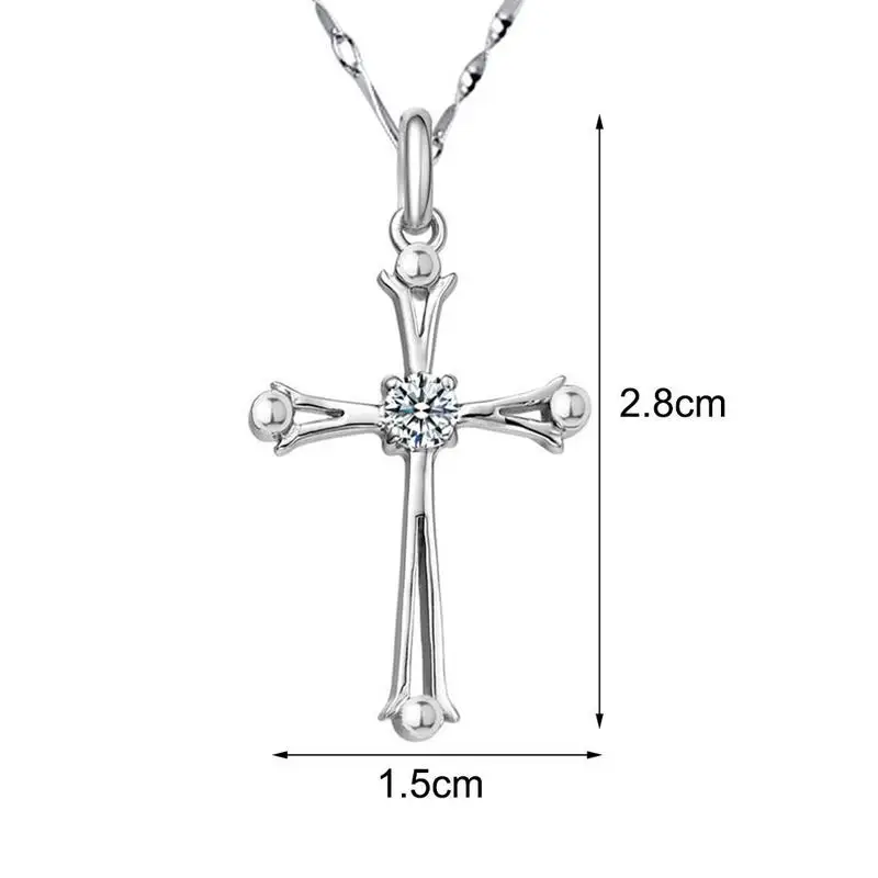 Кристалл Иисуса Креста ожерелье невесты серебряный один кристалл кулон Женская
