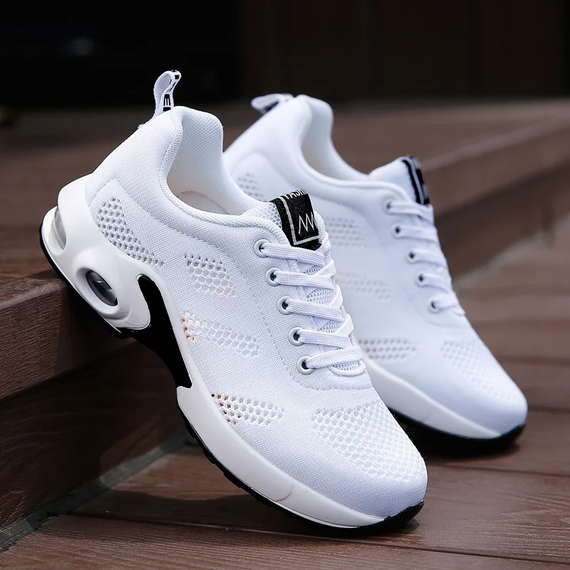 Tennis Shoes for Women Hollow Air Cushion Breathable Mesh Lace-up Sneakers Soft Woman Sport Jogging Shoes