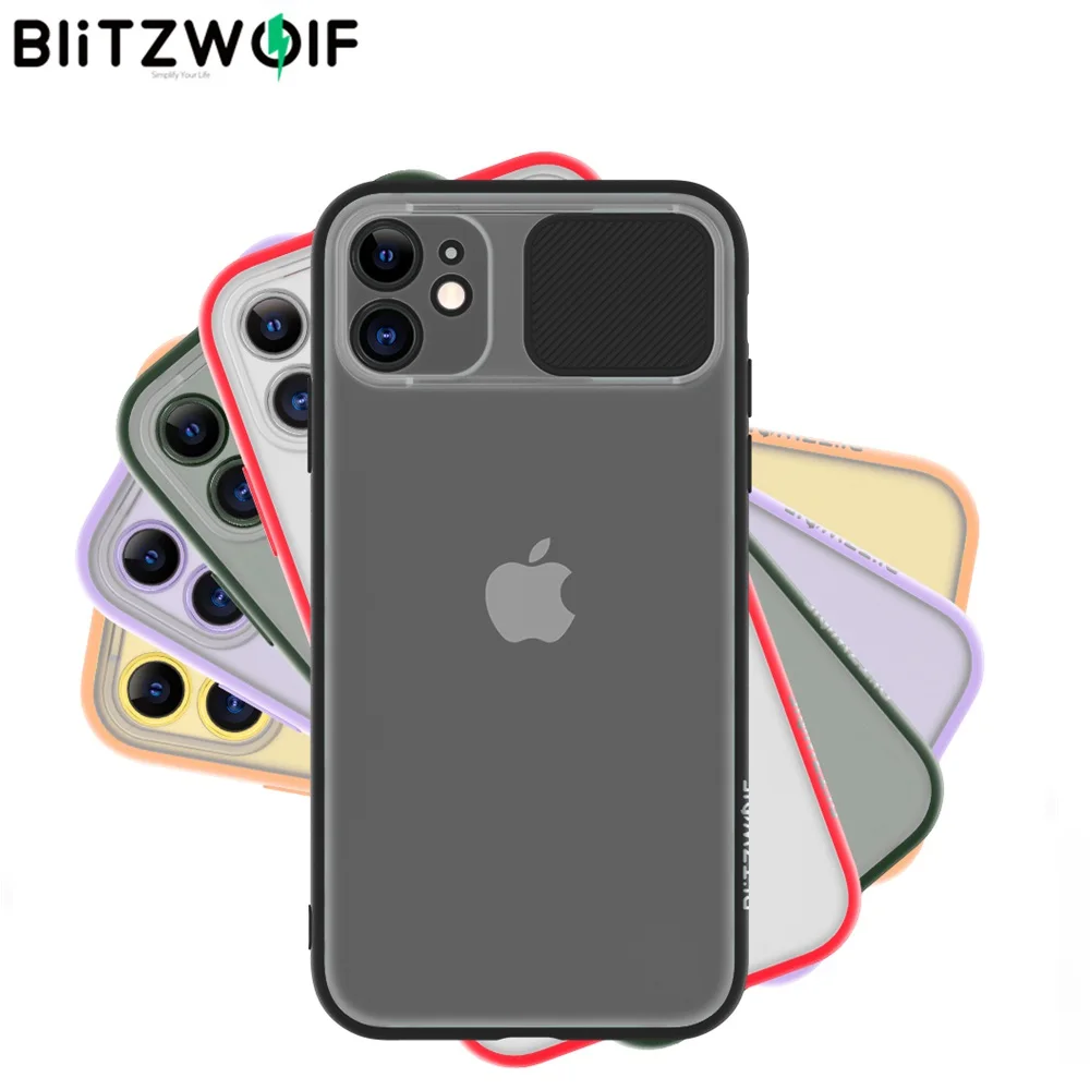 BlitzWolf Protective Phone Cases for iPhone 11 Pro Max Slide Lens Cover Shockproof Antiscratch Smart Mobile Case Men Women | Мобильные