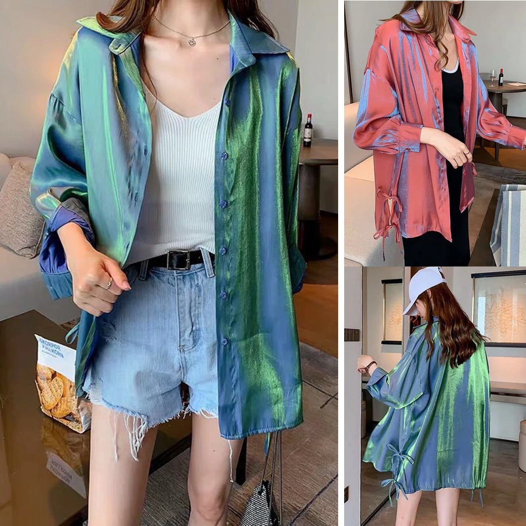 2019 новые модные блестящие винтажные блузки женские дизайнерские свободные