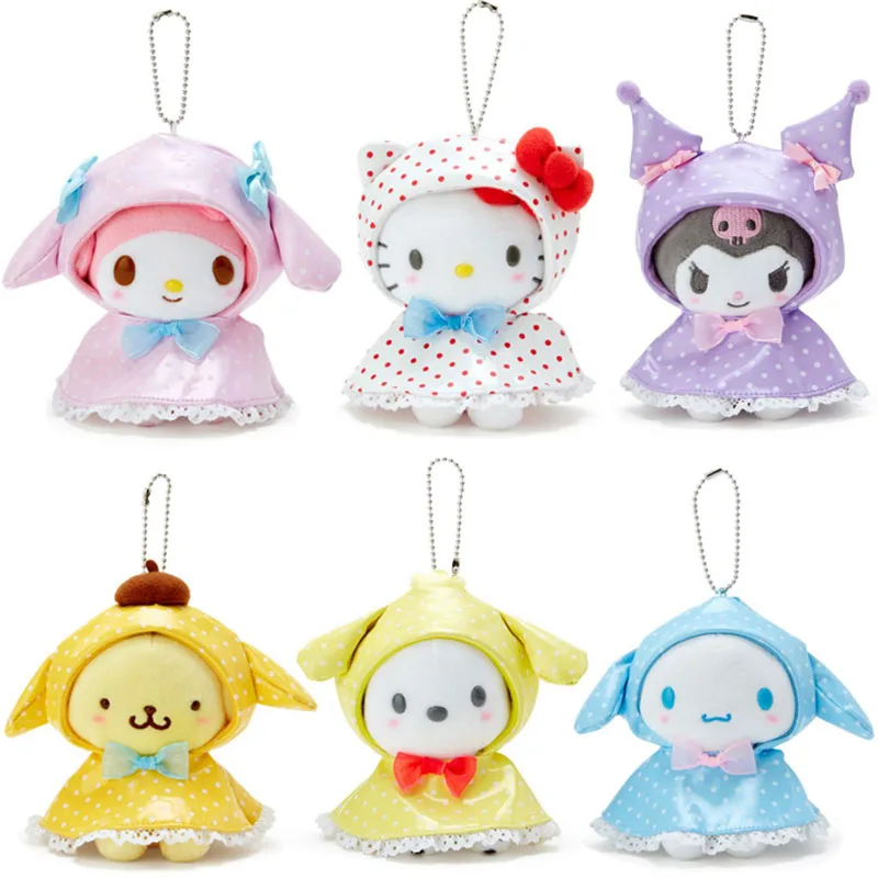 

10 см Kawaii Sanrioed плюшевые куклы брелок игрушки Kittys My Melody Kuromi Cinnamoroll аниме плюшевый мешок кулон Игрушки для девочек подарок