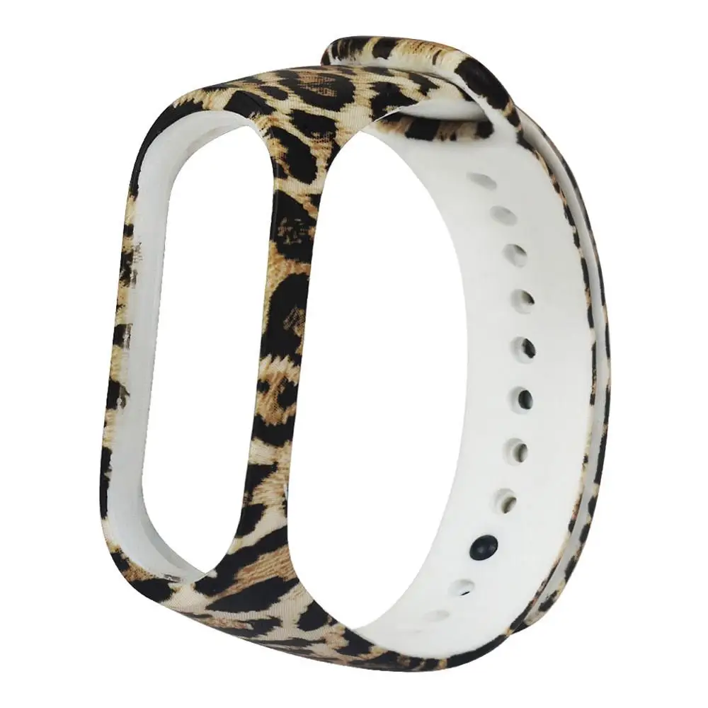 Leopard Print Камуфляжный браслет для Xiaomi Mi Band 4 ремешок силиконовый ремешок с цветочным принтом miband 3 Аксессуары для xiaomi miband 4 NFC band - Цвет: Leopard Print