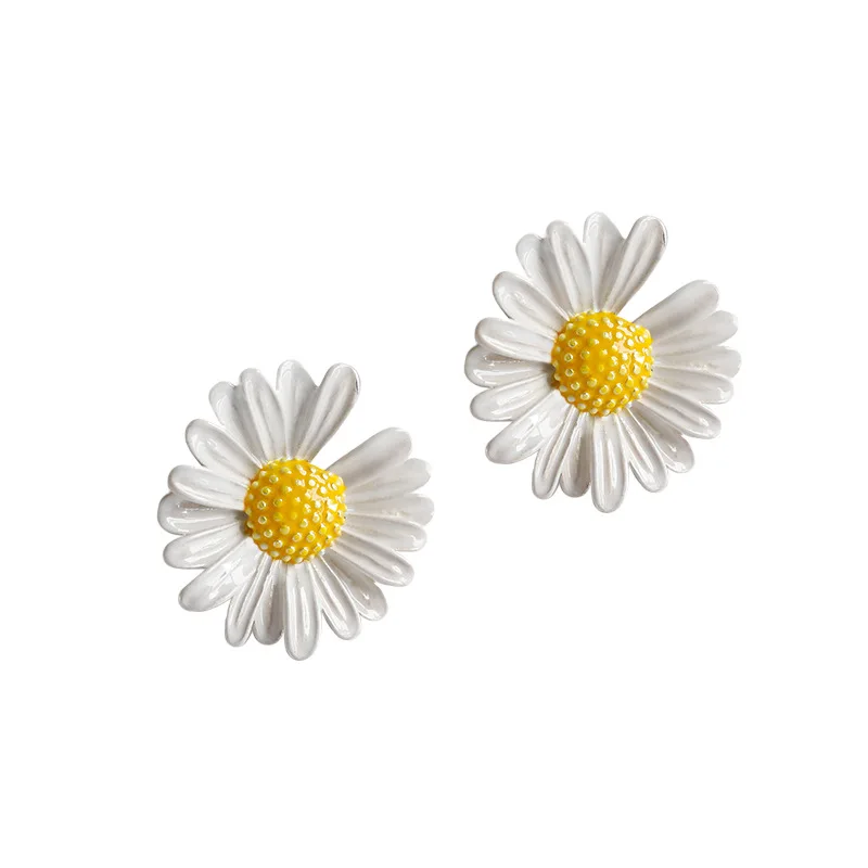 

S'STEEL 925 Sterling Silver Stud Earrings For Women Flower Daisy Earings Korean Earing Statement Earring Fashion Jewelry 2020