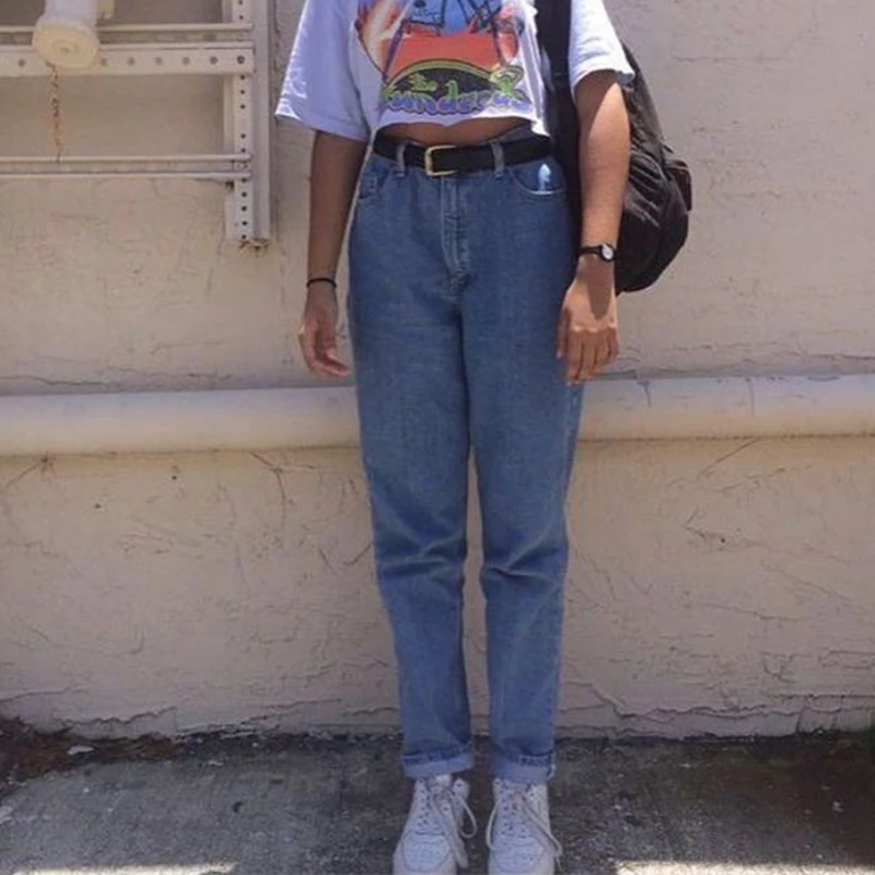 Джинсы для мам винтажные джинсы с высокой талией женские бойфренда деним светло