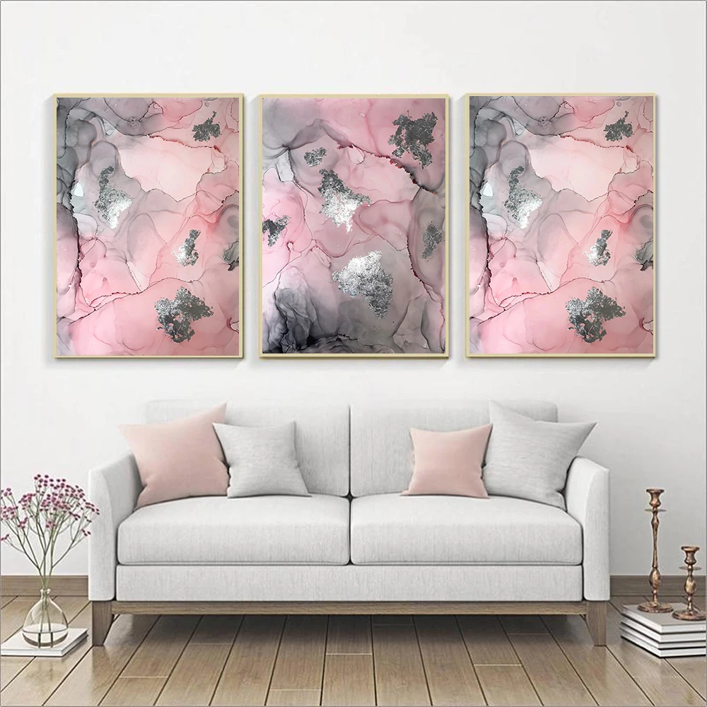 Абстрактная Настенная картина с цветными чернилами настенный плакат на холсте и