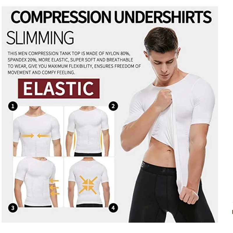 Для мужчин средства ухода за кожей тонизирующий футболка Body Shaper корректировки