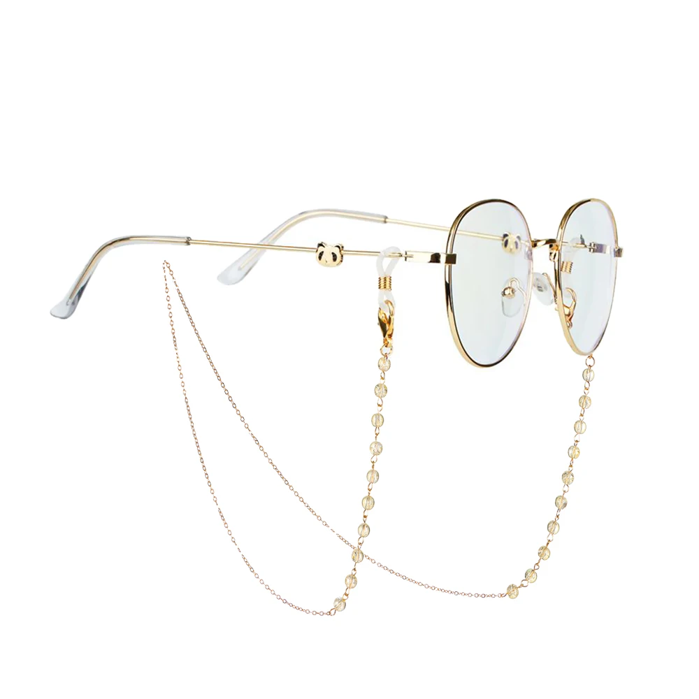 Цепочка для очков Женская золотистая/серебристая шнур с бусинами чтения