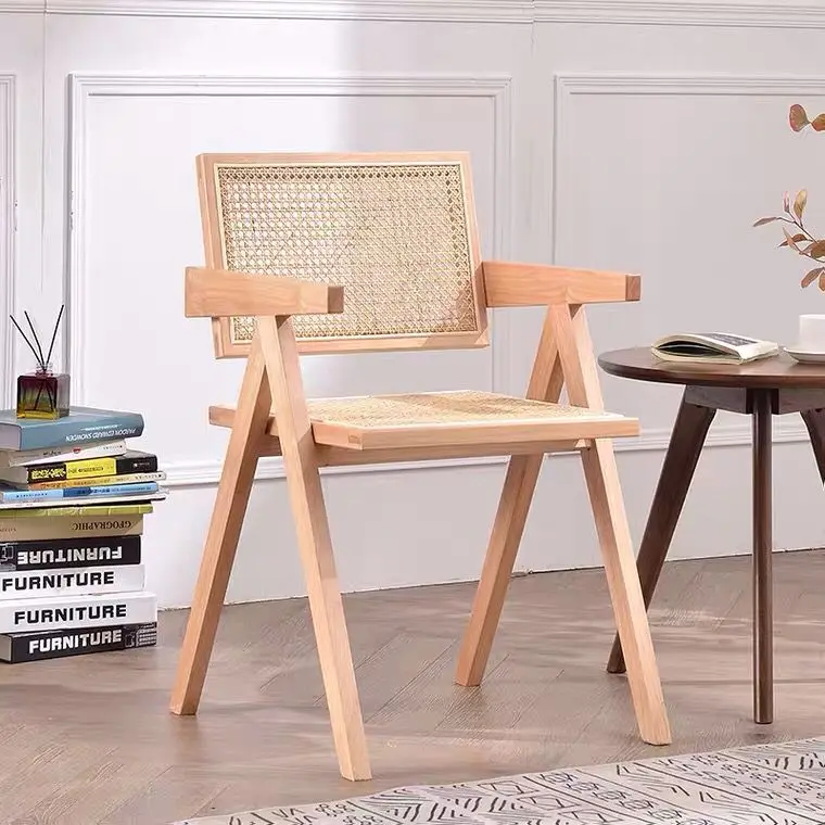 

Nordic обеденный стул из цельного дерева Гостиная мебелью кресло, дышащие, комфортные, дом стулья ротанга кресла в холле