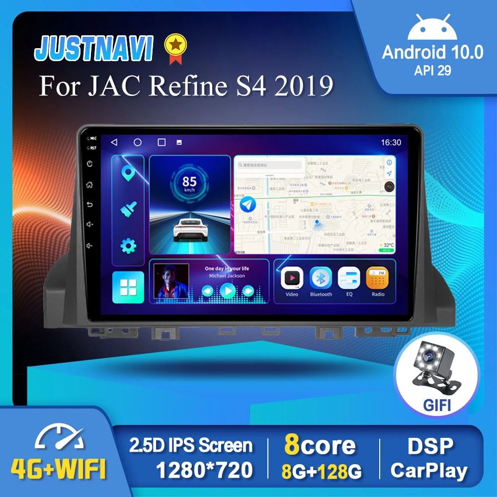 

Автомагнитола, мультимедийный проигрыватель с GPS, IPS, Wi-Fi, Android 2019 для JAC Refine S4 128 Navi DSP Carplay Stereo 8G No 2 din DVD