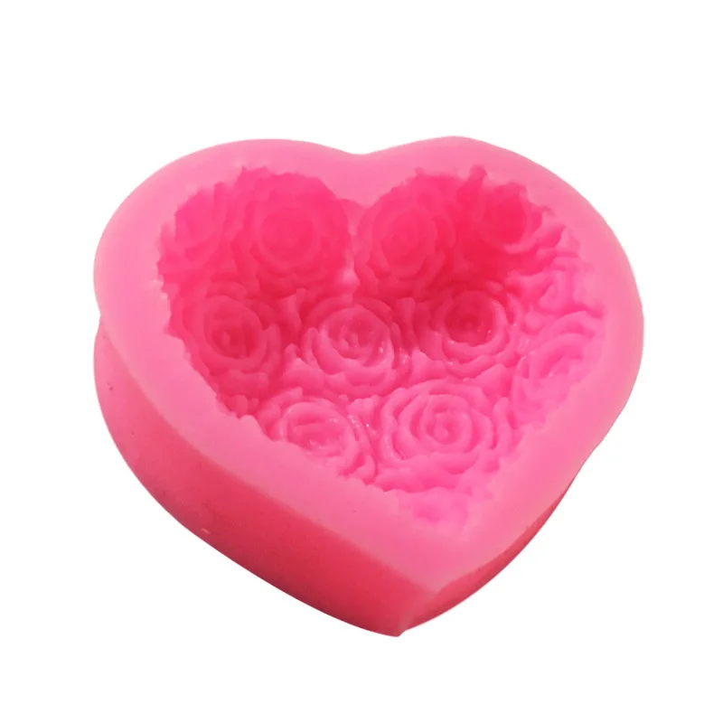 

Lovely Heart Rose Flower Silicone Soap Mold DIY Fondant Cake Form Soap Making Supplies 3d Handmade Decorating Mould Tools