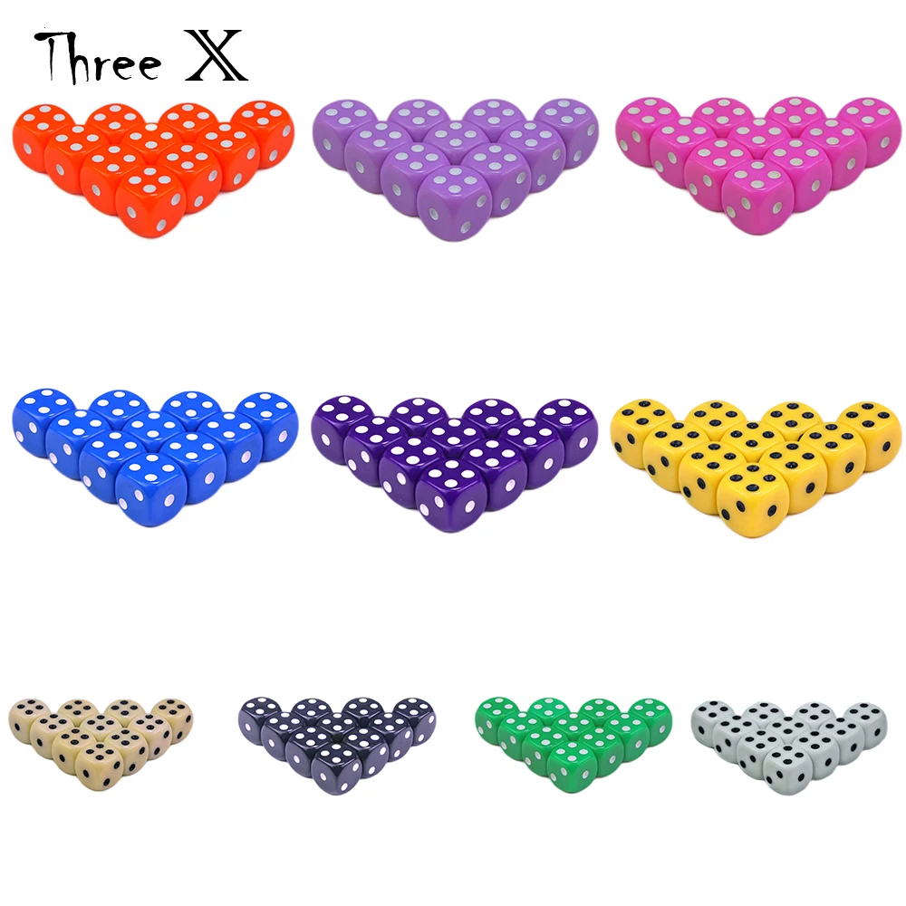 Набор игральных костей 6 сторонних 16 мм 10 шт. D6 для настольных игр и обучения