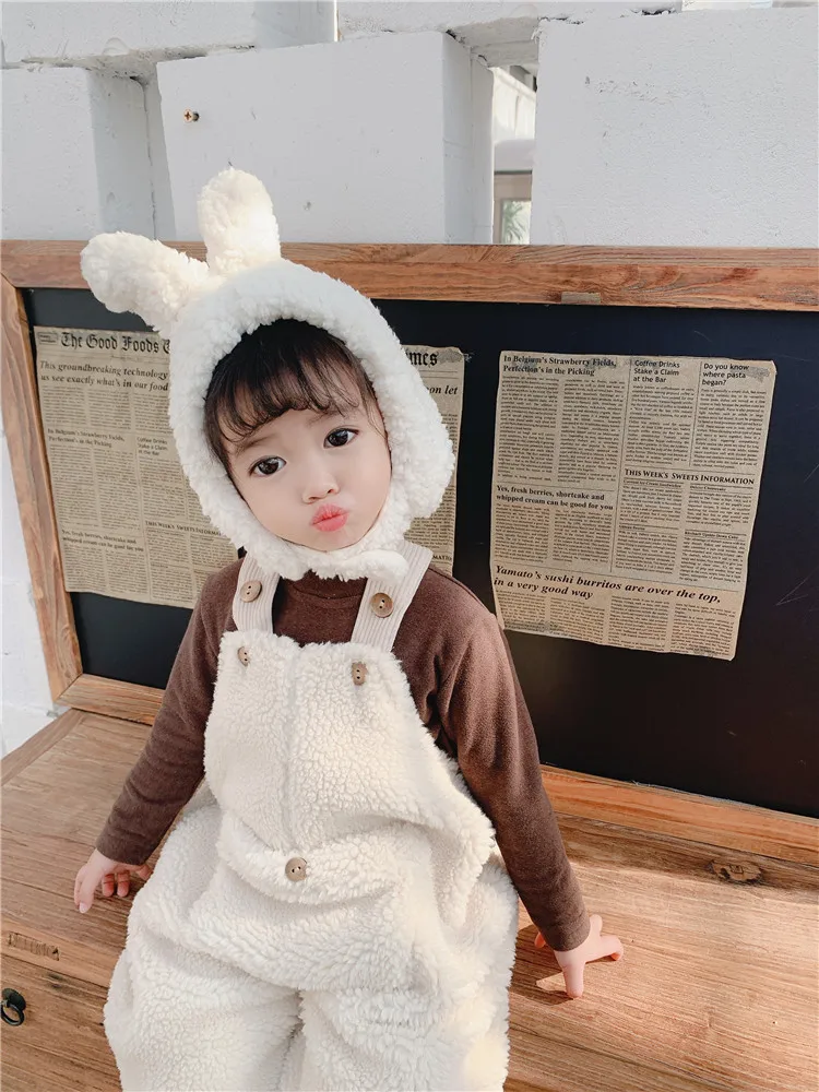 

2020New Baby Stuff Accessories Winter Baby Girls Boys Warm Ears Hats Autumn Soft Beanie Hat Ear Plush Cap Fuzzy Solid Hats Props