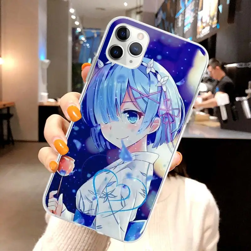 

Anime Rem Re Zero Emilia Case for Apple iPhone 12 Mini 11 Pro X XR XS Max 7 8 6 6S Plus 5 5S SE 2020 Black Silicone Phone Cover