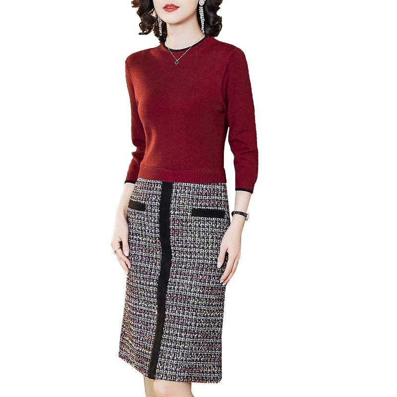 

Make the knitting dress female autumn new holiday package hip split two tall waist cultivate one's morality one pace