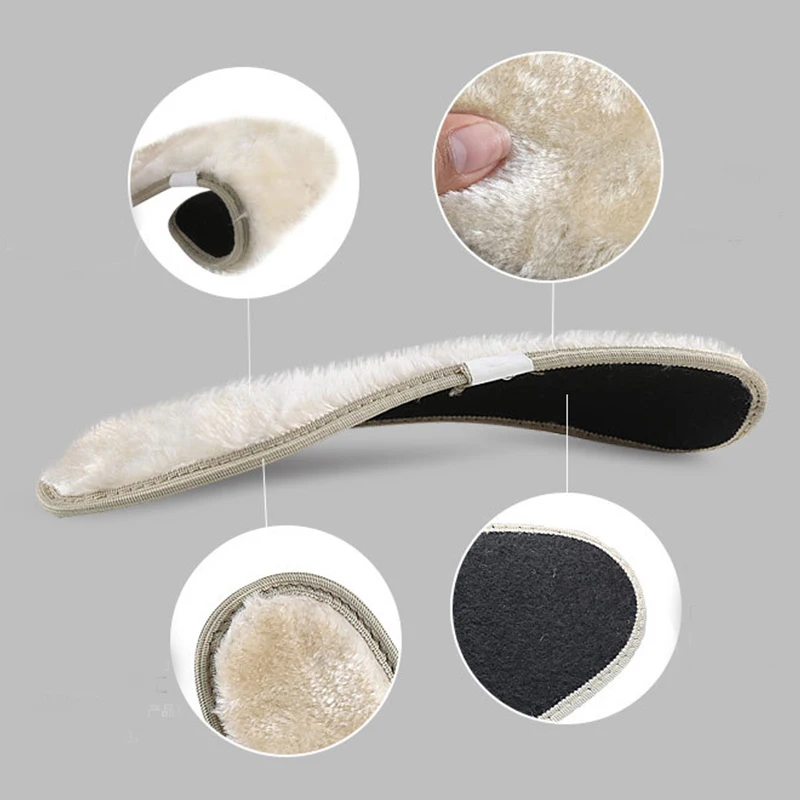Winter Thick Warm Fur Plush Insole Bamboo Charcoal Anti-Odor Shoes Pad Warm Fluffy  Fleece Wool Replacement Insoles for Shoes