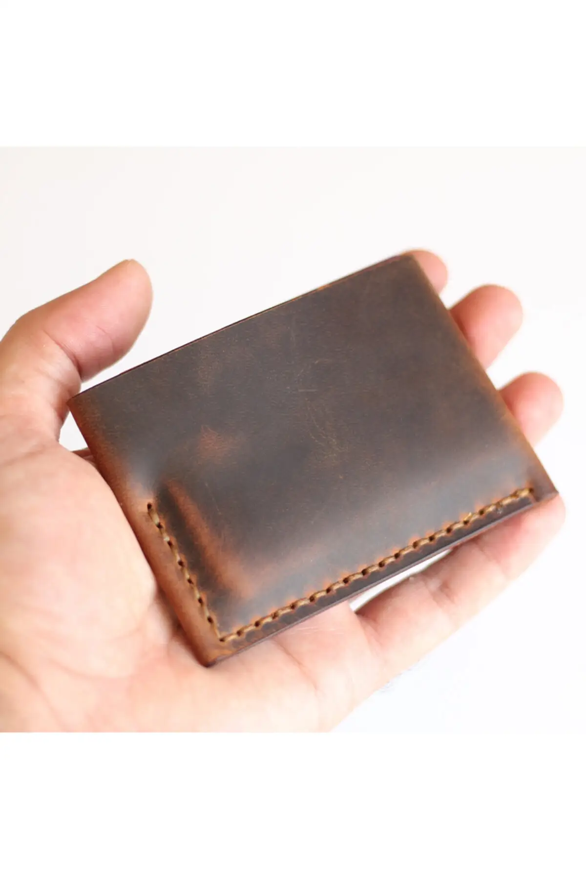 

Unisex Brown Edusa Leather Card Wallet Wallet Camel