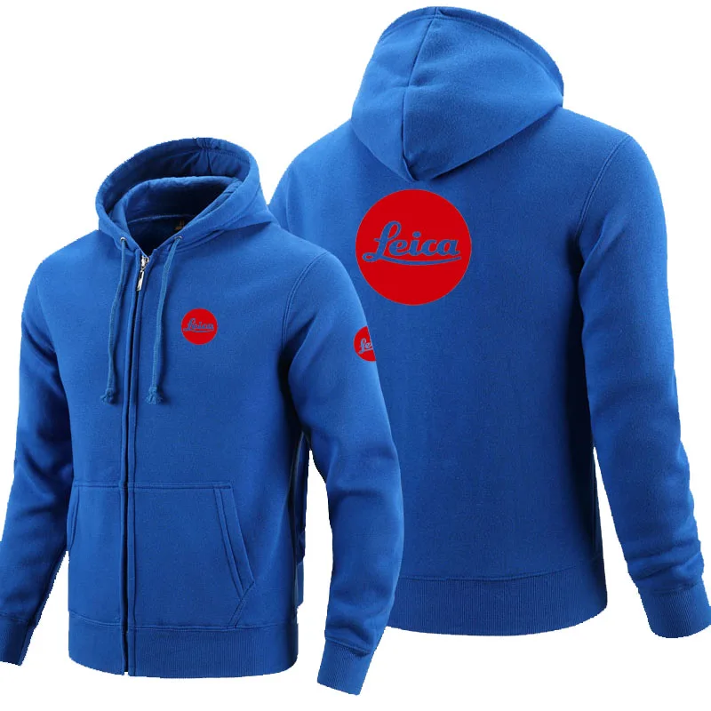 

NEW Zipper Hoodies Leica logo Printed Hoodie Fleece Long Sleeve Man's zipper Jacket Sweatshirt