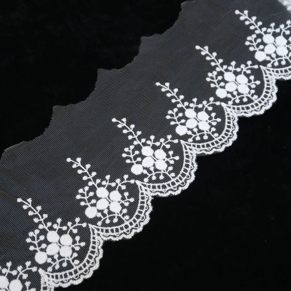 

11.5cm*5yard cotton flower embroidery net bottom lace trimmings for clothing DIY sewing clothes accessories ribbon trims
