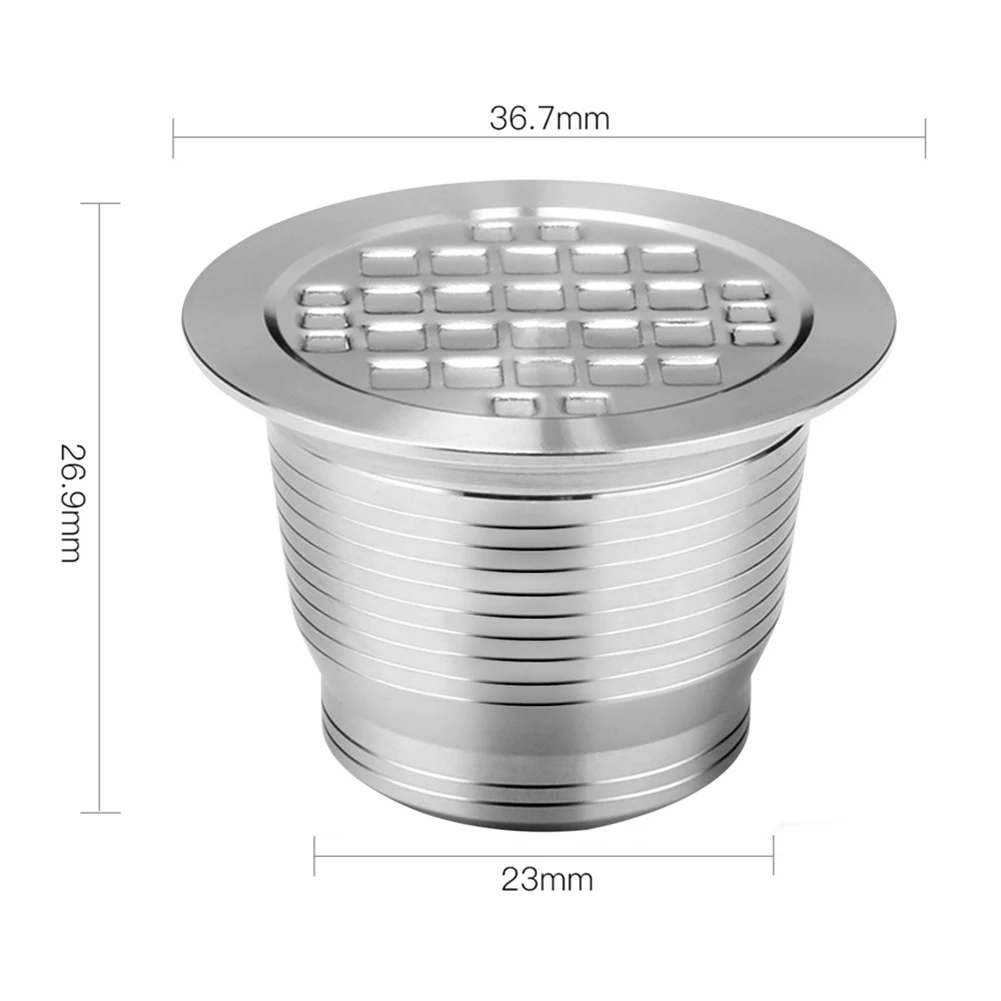 

Refillable Stainless Steel Coffee Capsule Cup Pod + Spoon Brush for Nescafe