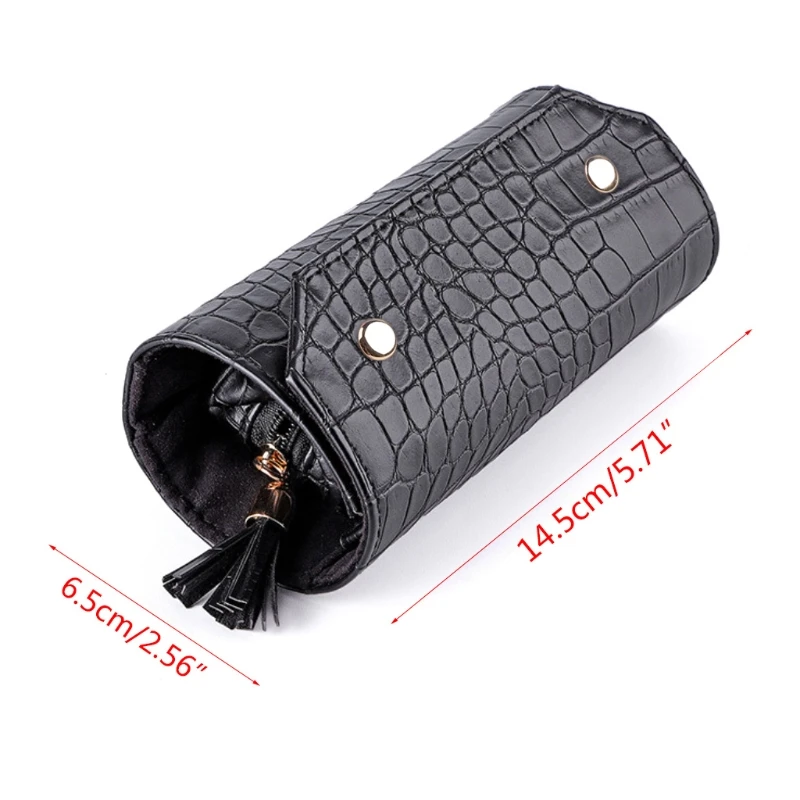 

Portable Travel Jewelry Organizer Box Roll PU Leather Jewellery Storage Pouch for Rings Earrings Necklaces Holder Bag