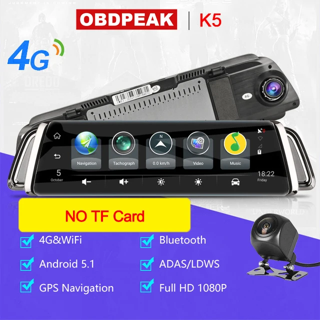 4G-Stream NO Card 4G ADAS Автомобильный видеорегистратор Камера 1" Android SmartStream медиа зеркало заднего вида FHD 1080P камера WiFi gps видеорегистратор регистратор видео рекордер - Название цвета: 4G-Stream NO Card