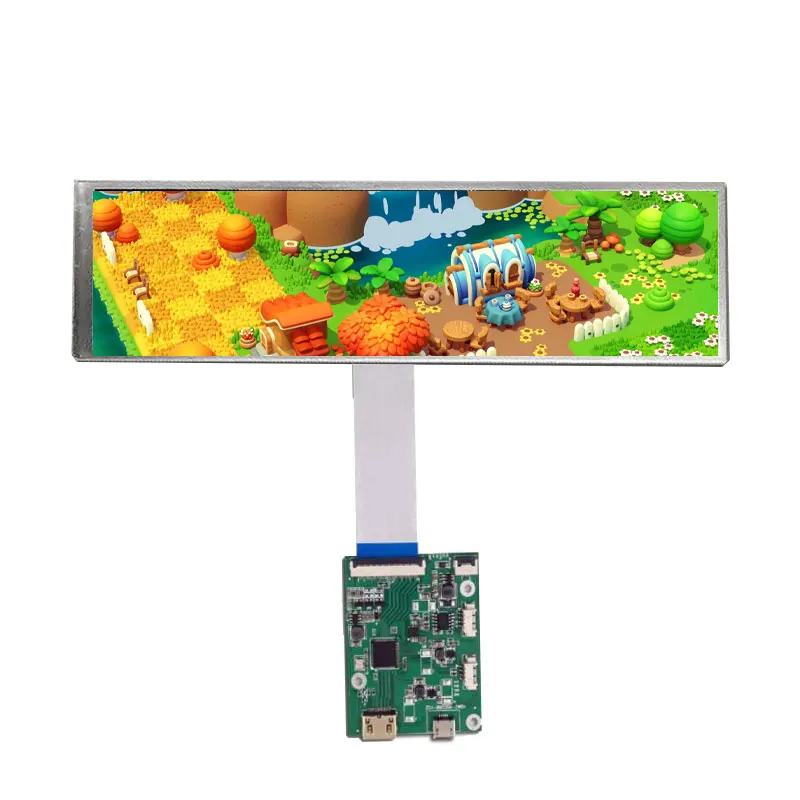 polegada tela secundária longa tira lcd com painel de toque capacitivo para computador caso exibição raspberry pi