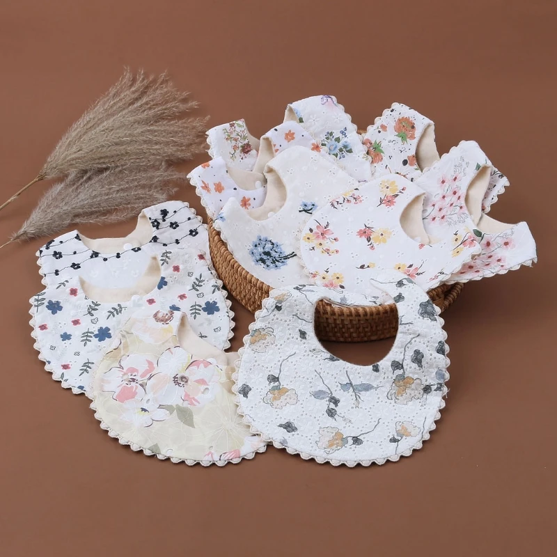 

2021 New Baby Bibs Princess Embroidery Floral Bandana Saliva Towel Newborn Feeding Scarf