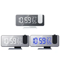 projection alarm clock large led display ceiling projector clock acrylic mirror surface fm radio function built in button cell